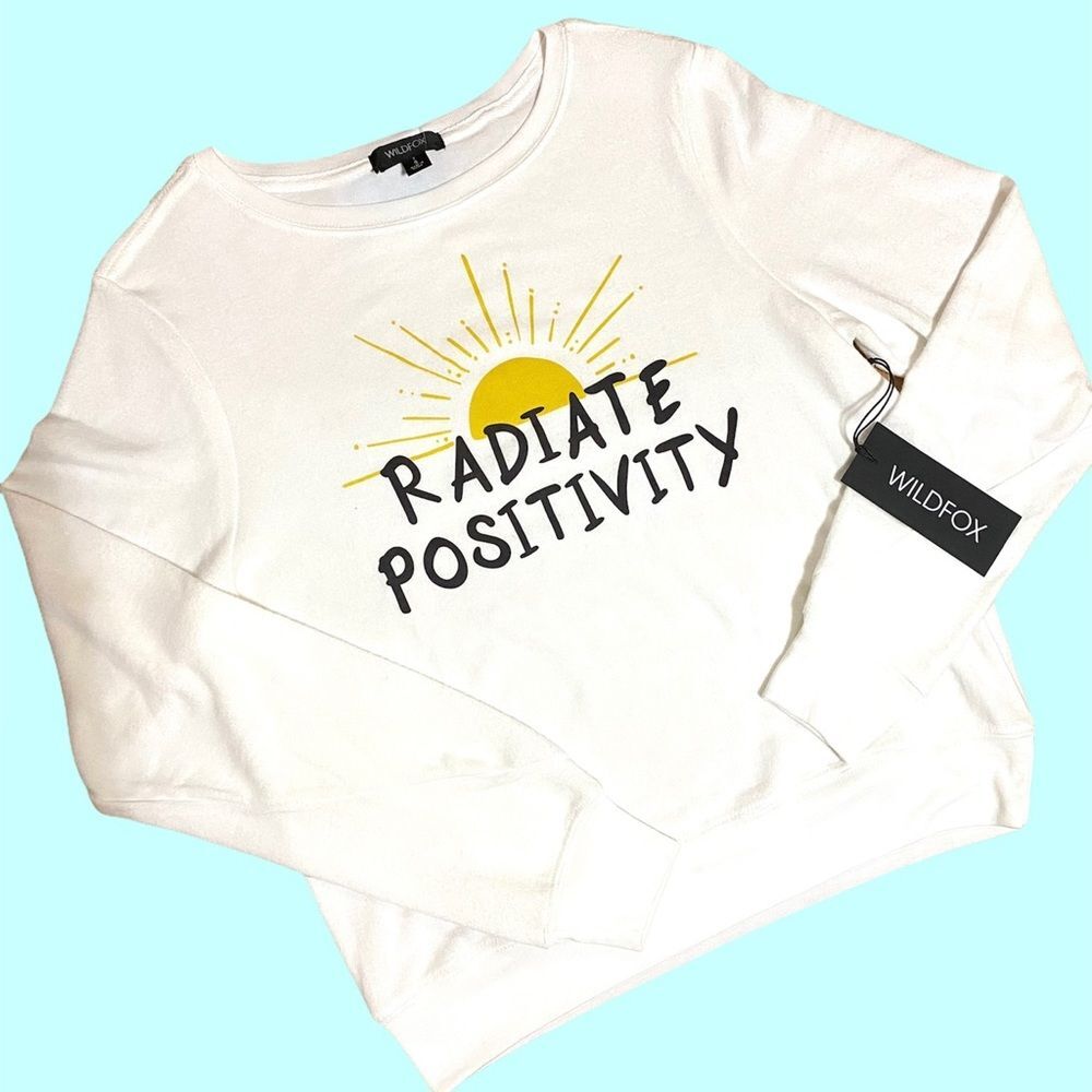Wildfox White Positive Sunshine Sweatshirt Small